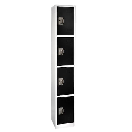 Adiroffice 72" H x 12" W 4-Compartment Steel Storage Locker ADI629-204-BLK